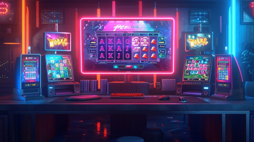Màn hình slot nổ hũ với biểu tượng jackpot đầy màu sắc trên thiết bị di động